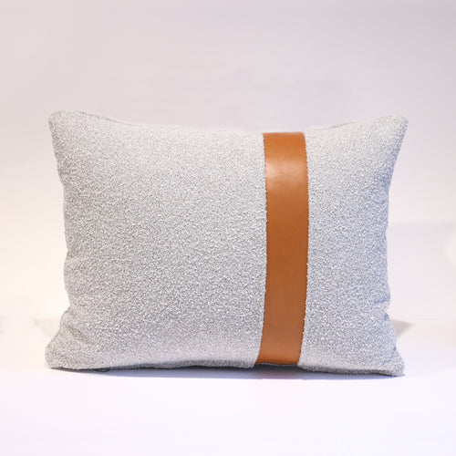 Deka wool boucle and leather cushion