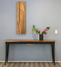 Load image into Gallery viewer, console table with walnut sculptural wall art
