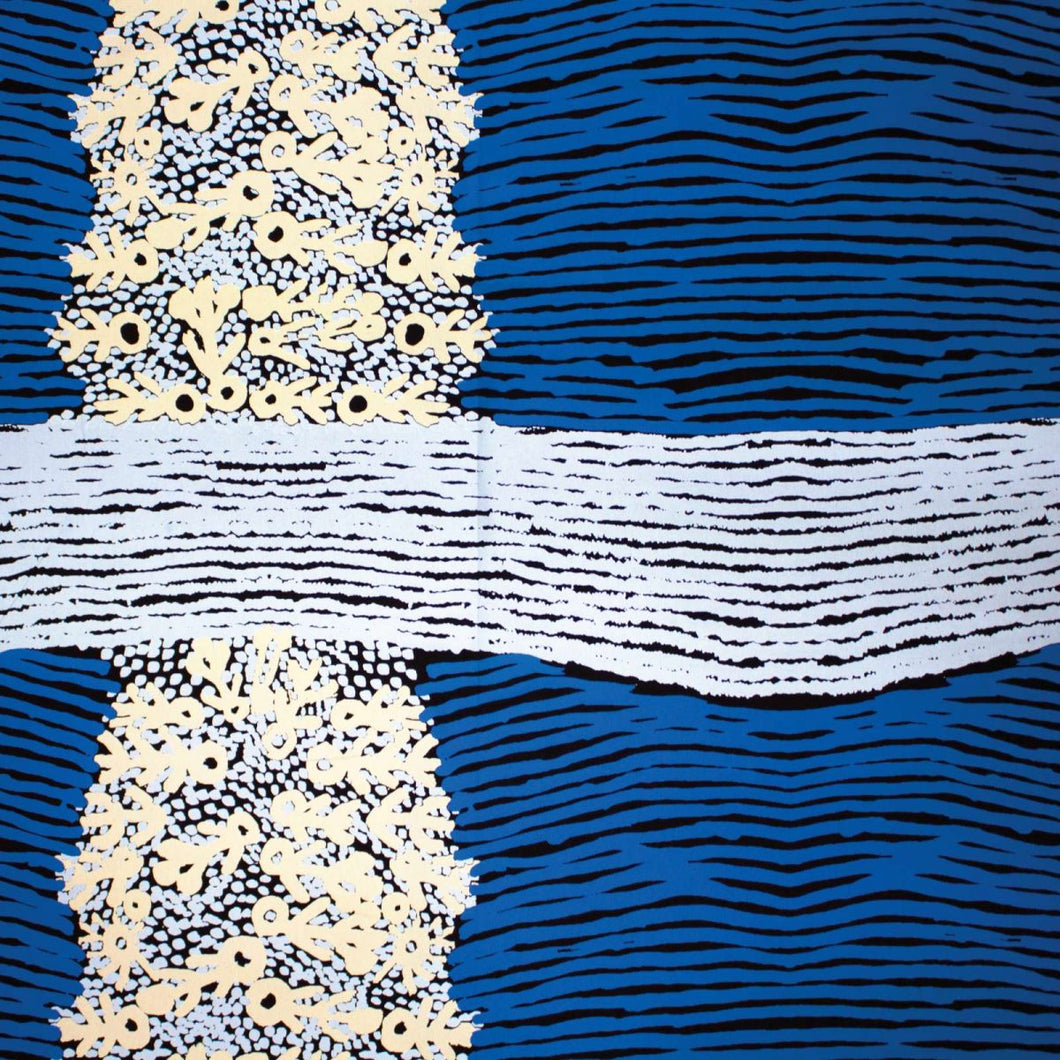 Ikuntji fabric Kuruyultu whites and blues